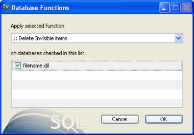 Database functions window